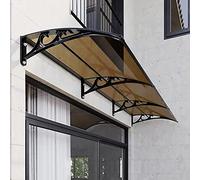 LLXNQ026 Front Door Canopy Curved Door Window Awning Canopy,Uv Rain Snow Protection Canopy,Polycarbonate Outdoor Waterproof Canopym arch Rain Shelter,Black Bracket (80x100cm/31x39in)