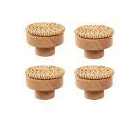 LLXTJJY Cabinet Handles Bohemian Rattan Dresser Knobs, Round Wooden Drawer Knobs with Handmade Wicker Weave and Screws for Furniture, Cabinets Cabinet knobs(Royal Blue)