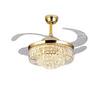LLXTJJY European-style Ceiling Fans with Lights Crystal LED Lamp with Invisible Fan Frequency Conversion Bedroom Quiet Ceiling Fan Lamp