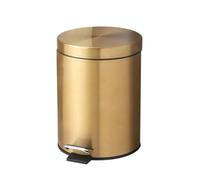 LLXTJJY Trash Can Round Cylindrical Soft-Close Small Trash Can with Foot Pedal for Bathroom and Space 5 Liter Brushed Stainless Steel Garbage Can Waste Basket