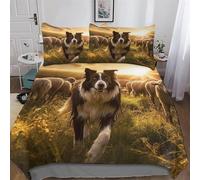 LLXXHH Border Collie Duvet Cover Print Bedding Comforter Cover for Boys And Girls Soft Microfiber Quilt Cover 3 Piece with Pillowcase Double (200x200cm)
