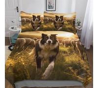 LLXXHH Border Collie Duvet Cover Set Quilt Covers With Pillowcases Soft Bedding Sets 3Pcs Set, for Kids Adult Bed Linen Comforter Cover King(220x240cm)