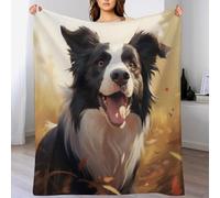 LLXXHH Border Collie Throw Blanket, Super Warm, Flannel, Elegant, Fluffy Decoration Blankets for Sofa, Armchair, Couch And Bed, 130×150cm
