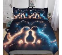 LLXXHH Cat Bedding Set Duvet Cover with Pillowcase Soft Microfiber 3D Quilt Cover 3 Pieces For Boys, Girls And Teenagers Double (200x200cm)