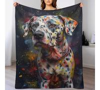 LLXXHH Dalmatian Dog Throw Blanket Printed Throws for Kids Child Adults Soft Warm Flannel Blankets for Bed, Couch, And Travel 130×150cm