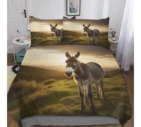 LLXXHH Donkey 3D Duvet Cover Microfiber Bedding Set Quilt Covers with Pillowcases Soft Comforter Cover For Boys Girls King(220x240cm)