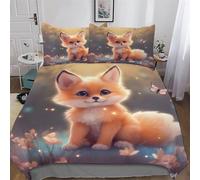 LLXXHH Fox Duvet Cover Set 2 PCs Soft Quilt Cover Microfiber Bedding Set with Pillowcase for Kids Adult Comforter Cover Single(135x200cm)