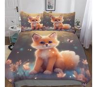 LLXXHH Fox Duvet Cover Set Quilt Covers With Pillowcases Soft Bedding Sets 3Pcs Set, for Kids Adult Bed Linen Comforter Cover Double (200x200cm)
