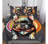 LLXXHH French Bulldog Bedding Set Soft 2PCs Breathable Quilt Cover with Pillowcase 3D Duvet Cover Set Comforter Cover For Boys Girls Single(135x200cm)