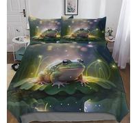 LLXXHH Frog Bedding Set for Girls Boys Adults Comforter Cover Soft Duvet Cover 3 Pcs Set Microfiber Quilt Cover Double (200x200cm)