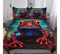 LLXXHH Frog Duvet Cover Set 2 PCs Soft Quilt Cover Microfiber Bedding Set with Pillowcase for Kids Adult Comforter Cover Single(135x200cm)