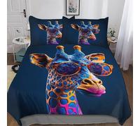 LLXXHH Giraffe Bedding Set Duvet Cover Set Comforter Cover 2 Pieces For Kids Teens Microfiber Soft Poly Quilt Cover Single(135x200cm)
