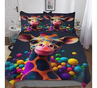 LLXXHH Giraffe Duvet Cover Set Microfibre Soft Quilt Covers 3 Pieces Bedding Cover with Pillowcase For Boys, Girls And Teenagers Double (200x200cm)