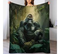 LLXXHH Gorilla Blanket Fleece Throw Blankets 3D Bedroom Decor for Couch Bed Sofa Blanket for Kids Teen Young Boys Girls, 180×200cm