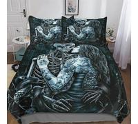 LLXXHH Gothic Skull Duvet Cover Set Microfiber Bedding Set Quilt Cover 3 Pieces with Pillowcases For Boys Girls Comforter Cover King(220x240cm)