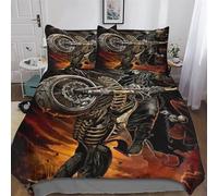 LLXXHH Gothic Skull Duvet Cover Set with Pillowcase Soft Microfiber Bedding Set Comforter Cover for Adults Kids 3Pcs Quilt Covers Double (200x200cm)