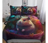 LLXXHH Hamster Duvet Cover Set 2 PCs with Pillowcases Soft Microfiber Quilt Cover Bedding Sets for Kids Adult Comforter Cover Single(135x200cm)