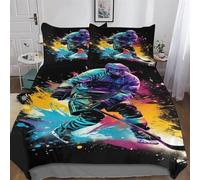 LLXXHH Ice Hockey Bedding Set Duvet Cover with Pillowcase Soft Microfiber 3D Quilt Cover 2 Pieces For Boys, Girls And Teenagers Single(135x200cm)