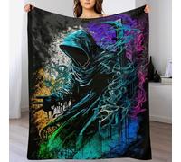 LLXXHH Painting The Grim Reaper Throw Blanket, Soft Microfiber Fluffy Flannel Blankets for Bed Sofa Couch Settees, Kids Adult Gift Travel 150×200cm