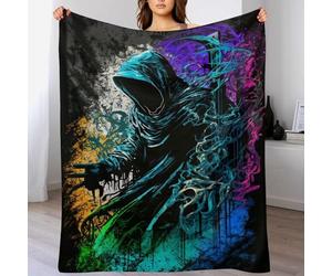 LLXXHH Painting The Grim Reaper Throw Blanket, Soft Microfiber Fluffy Flannel Blankets for Bed Sofa Couch Settees, Kids Adult Gift Travel 150×200cm
