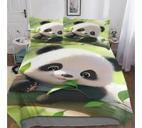 LLXXHH Panda Duvet Cover 3D Bedding Set Soft Microfiber Comforter Cover Quilt Cover with Pillowcase for Kids Adult 2 Pieces Single(135x200cm)