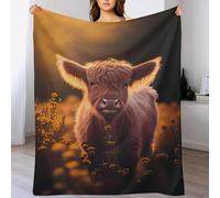 LLXXHH Scottish Highland Cows Blanket Anti Pilling Throw Blankets Cozy Durable Throws for Office Couch Cinema Gifts Quality Washable 100×130cm