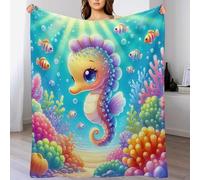 LLXXHH Seahorse Blanket Throw Super Soft Warm Lightweight Cozy Blankets for Children, Young Girls Or Adult for Couch Bed Sofa 130×150cm