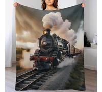 LLXXHH Steam Train Throw Blanket, Flannel Throws Sofa Chair Cover Decorative for Bed Couch Chair, Travel Nap Blankets 100×130cm