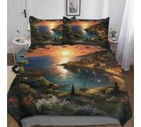 LLXXHH Sunset over The Harbour Soft Microfiber Duvet Cover with Pillowcases Comforter Cove Polyester Quilt Covers for Adults Teenager Kids Bedding Single(135x200cm)