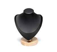 LLXYWJ Necklace Display Stand 2pc Wooden Mannequin Bust Necklace Display Stand Portrait Model Neck Pendant Jewellery Storage Rack Holder Window Sho (Black S)