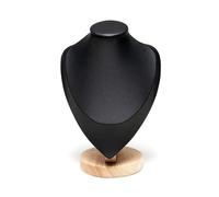 LLXYWJ Necklace Display Stand 2pc Wooden Mannequin Bust Necklace Display Stand Portrait Model Neck Pendant Jewellery Storage Rack Holder Window Sho (Black S)