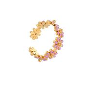 LLYANZ Stainless Steel Dopamine Drops Oil Daisy Flowers Adjustable Open Finger Ring Non Fade, Stainless Steel, gem na