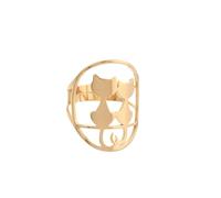 LLYANZ Stainless Steel Three Cats in the Moonlight Can Open Adjust Ring Hollow Cute Cat Rings, Stainless Steel, gem na