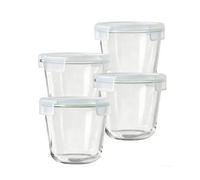 LLygophile 4-Pack Glass Food Storage Containers with Lids Airtight, Reusable Round Lunch Bowls, Microwave & Freezer Safe Kitchen Storage Jars for Fruit, Salad, Soup, Porridge