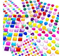 LLYJOYE Gem Stickers for Kids Crafts, 8 Sheets Stick on Gems, Large Adhesive Jewels, Rhinestone Sticky Gems for DIY Decorations