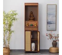 LLYLAFDC Buddha Shelf Bamboo Furniture, Niche Chinese Cabinet,Household Statue Standing Cabinet,Meditation Table Guan Gong Guanyin Offering Table(Brown,15.6 * 72.8in)