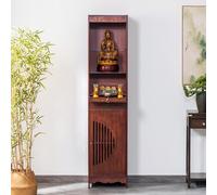 LLYLAFDC Buddha Statue Stand Shrine Altar Table, Bamboo Prayer Buddhist Niche Display Pedestal Offering Table,Meditation Table With Storage(39cm)