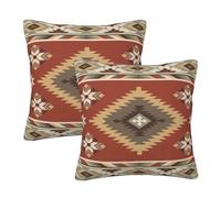 Llylumty Boho Aztec Pillow Covers 18x18 Inch Set of 2,Western Native American Black Red Brown Geometry Home Decor Throw Pillows Cases,Southwestern Outdoor Decor Cushion Cases Couch Bed Decorations