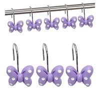 LLYSTTDS Purple Bow Decorative Shower Curtain Hooks 12pcs Rust Proof Shower Curtain Hooks Shower Curtain Rings for Bathroom Baby Room Bedroom Living Room Decor