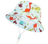 LLZ.COQUE Kids Baby Boy Sun Hat Bucket Hats Cute Dinosaures Soft 100% Cotton with Adjustable Chin Strap White