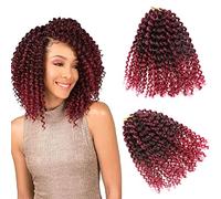 LLZBEAUTY 9 Bundles Passion Twist Marlybob Crochet Hair - Kinky Curly Marly Twist Short Extensions (8 Inches, #1B-bug, 6 Count)