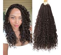 LLZBEAUTYHair 8 Packs Crochet Braids Hair Extensions Box Braids Extensions Hair Pre looped Crochet Hair Extension Goddess Box Braids Crochet Hair Extensions for Black Women (12 Inch (Pack of 8), 4)