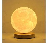 LLZCJXGS Rotating Moon Night Light, 3 Lighting Modes, Adjustable Brightness, LED Moonlight Lamp, Timer and Memory Function, for Bedroom Night Lights(Diameter 12cm)