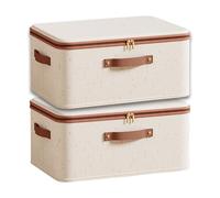 LLZJDDPLY 2 Pack Under Bed Clothes Storage, Foldable Underbed Storage, Double Zipper, Washable, Ideal for Clothes, Quilt, Toys, Books(45x35x26cm/18x14x10in)