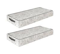 LLZJDDPLY 2 Pack Under Bed Storage Containers, Foldable Under Bed Clothes Storage, Transparent Window, for Clothes, Blanket, Quilt, Toys(Black,60x40x20cm/24x16x8in)