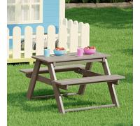 LLZJDDPLY Kids Picnic Table, HDPE Kids Picnic Tables for Outdoors with 2 Bench, Weather Resistant Toddler Picnic Table for Backyard, Patio, Garden, Playroom, Easy to Assemble(Light brown)