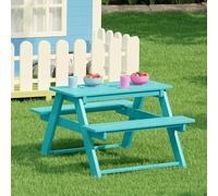 LLZJDDPLY Kids Picnic Table, HDPE Kids Picnic Tables for Outdoors with 2 Bench, Weather Resistant Toddler Picnic Table for Backyard, Patio, Garden, Playroom, Easy to Assemble(Lake blue)