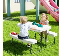 LLZJDDPLY Kids Picnic Table with 2 Benches, Foldable HDPE Children Picnic Table, Weather Resistant Play Table, Indoor Outdoor Toddler Table for Backyard Patio Garden Playroom
