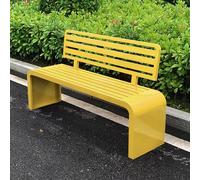 LLZJDDPLY Outdoor Patio Metal Park Bench, Steel Frame Bench with Backrest, for Porch, Patio, Garden, Lawn, Balcony, Capacity 1102 Lbs(Yellow,100cm/39in)