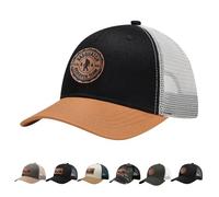 LLZTWOWD Bigfoot Hat with Leather Sasquatch Baseball Cap for Men Boy Gifts for Dad Hats Sports Trucker Caps, Black Orange, One size